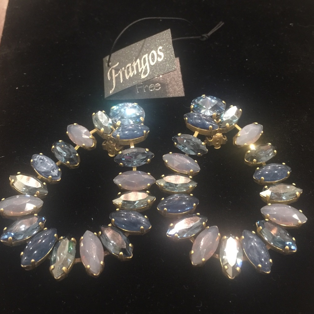 Swarovski Montana Blue Crystal Frangos EarringsNWT